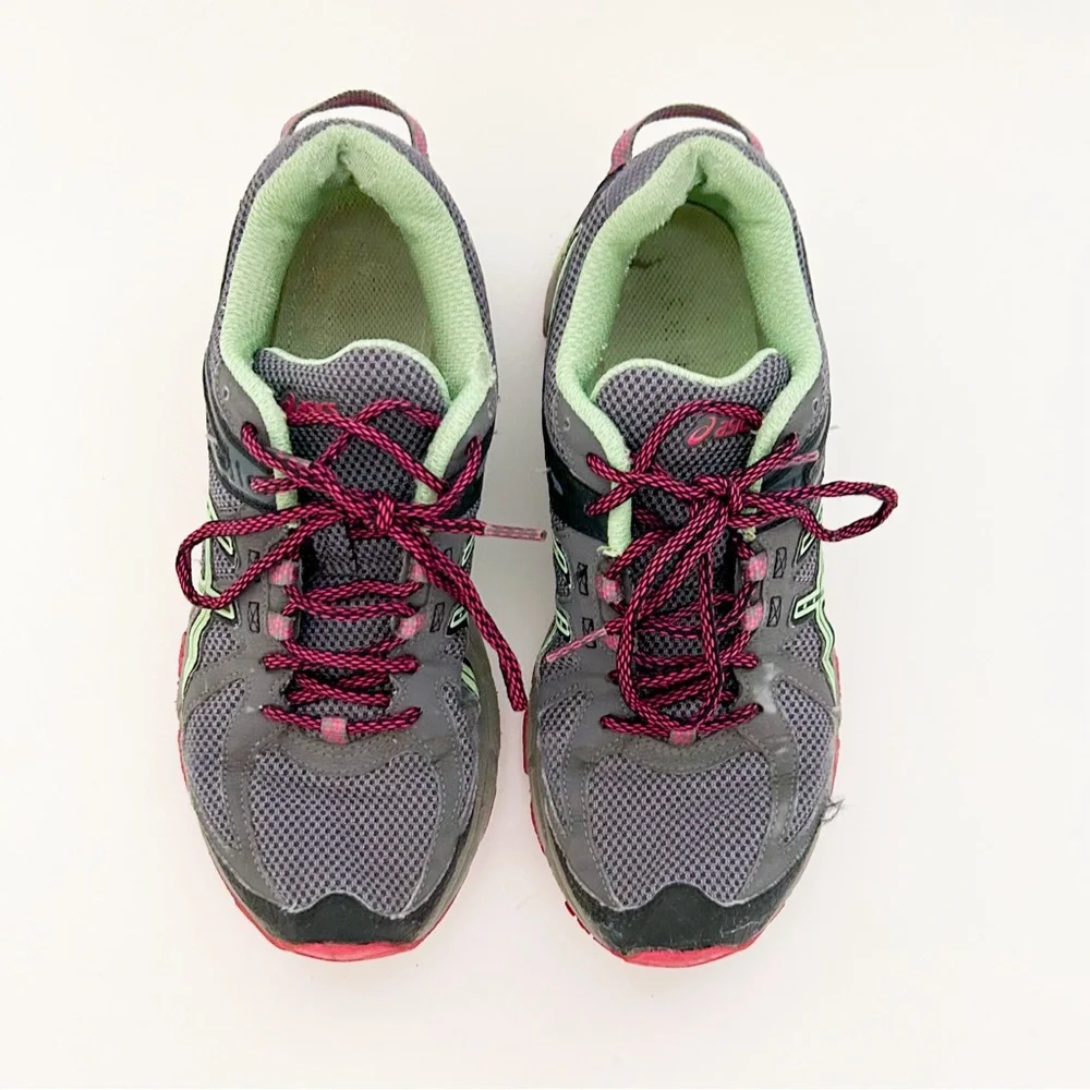 Asics Hiking Shoes Gel Sonoma Gray Pink Green Athletic Trail Running Shoes 8.5 - Picture 2 of 8